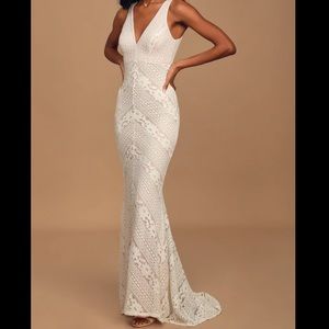 Lulus white lace maxi dress
